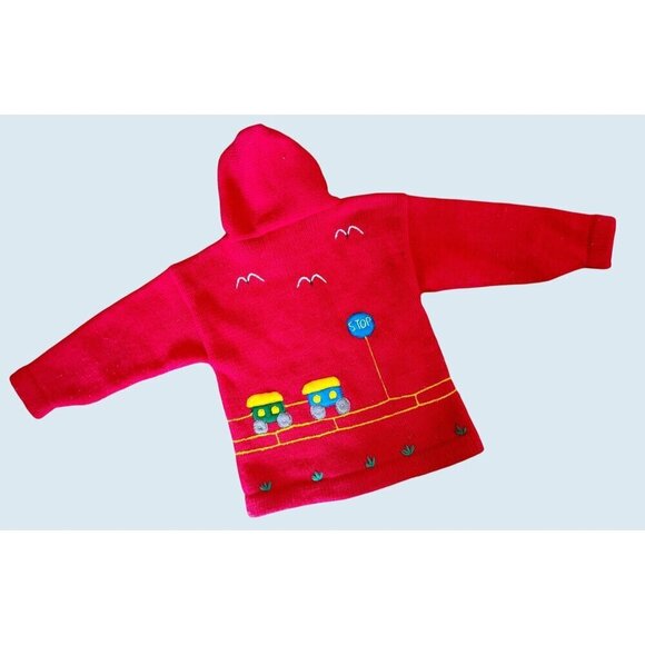 Vintage Handmade Kids Youth Toddler Full Zip Embroidered Hoodie Sweater Size 4T - Picture 4 of 7